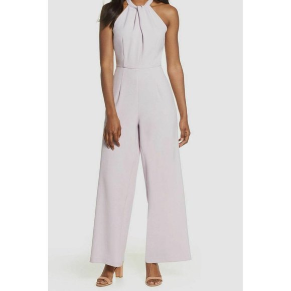 SOLD JULIA JORDAN Halter Wide Leg Jumpsuit Romper Sleeveless Ivory 10 NEW - Picture 3 of 10